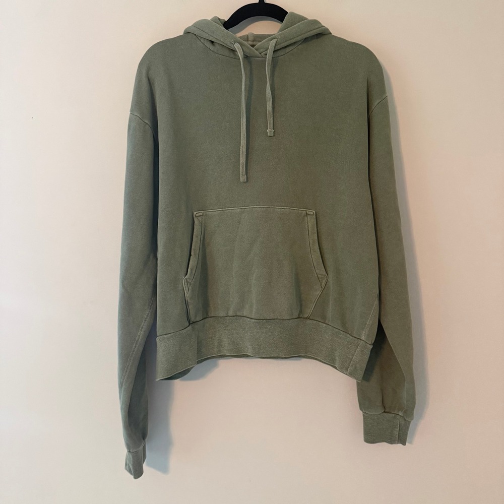 John Elliott Beach Hoodie Sweatshirt Sage Green Washed French Terry Women Size 1